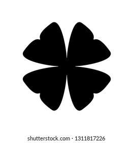 Shamrock silhouette - black four leaf clover icon. Good luck theme design element. Simple shape vector illustration.