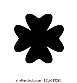Shamrock silhouette - black four leaf clover icon. Good luck theme design element. Simple shape vector illustration.