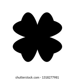 Shamrock silhouette - black four leaf clover icon. Good luck theme design element. Simple shape vector illustration.