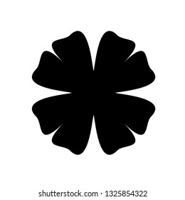 Shamrock silhouette - black four leaf clover icon. Good luck theme design element. Simple shape vector illustration.