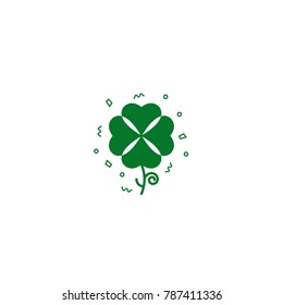 Shamrock silhouette isolated on white background. Quadrifoil pictogram - emblem of luck and fortune. Clover sign - irish and St. Patrick's Day symbol for cards, banners, posters, flyers, leaflets. 