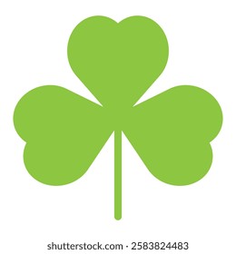 Shamrock silhouette symbol icon shape, vector illustration of green three leaf cloverleaf, isolated on white background