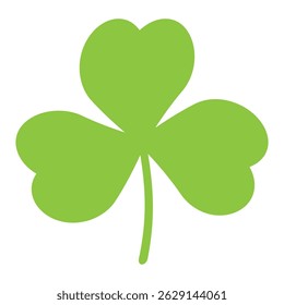Shamrock silhouette symbol icon shape, vector illustration of green three leaf cloverleaf, isolated on white background