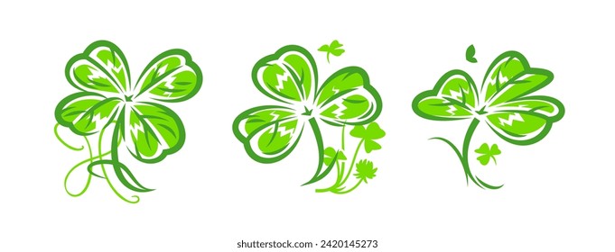 Shamrock for St. Patrick's Day, vector icon set