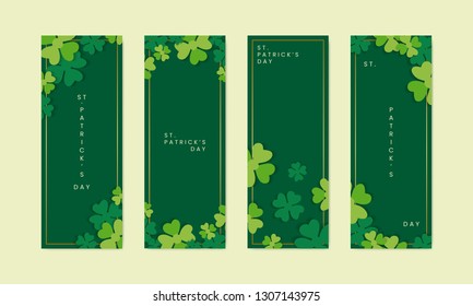 Shamrock St.Patrick&#39;s Day card set vector