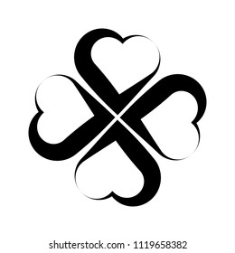 Shamrock Symbol. Fourleaf Clover Black Vector Outline.