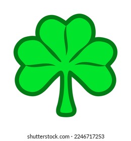 Shamrock symbol of Ireland and St. Patrick's Day as well as a symbol of trinity, shamrock in the form of a sign or emblem in a flat style. Vector illustration