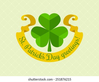 Shamrock symbol for saint patricks day with ribbon. Eps10 vector illustration