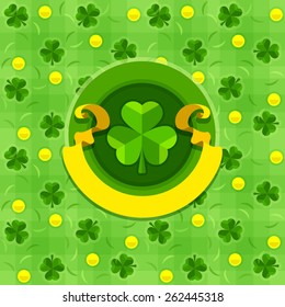 Shamrock symbol for saint patricks day with ribbon. Eps10 vector illustration