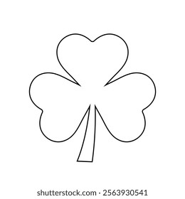 shamrock template, black line editable stroke symbol, st patrick day vector illustration