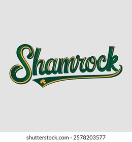 Shamrock text of saint patrick day vector typography transparent background