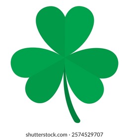 Shamrock, three clover leaf isolated on white background.St Patricks day icon symbol vector graphic illustration.