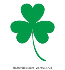 Shamrock, three clover leaf isolated on white background.St Patricks day icon symbol vector graphic illustration.