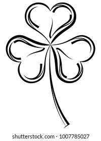 Shamrock Three Leaf Clover Calligraphic Vector Art Illustration