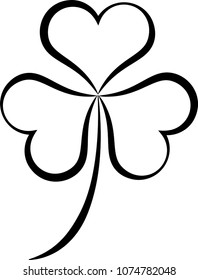 Shamrock Three Leaf Clover Calligraphic Vector Art Illustration