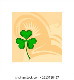 Shamrock Three Leaf Clover Calligraphic Vector Art Illustration
