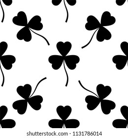 Shamrock Three Leaf Clover Seamless Pattern Vector Art Illustration