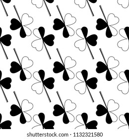 Shamrock Three Leaf Clover Seamless Pattern Vector Art Illustration