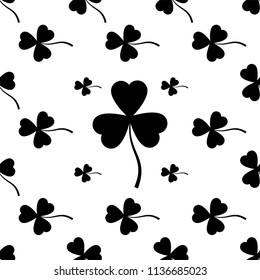Shamrock Three Leaf Clover Seamless Pattern Vector Art Illustration