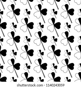 Shamrock Three Leaf Clover Seamless Pattern Vector Art Illustration