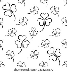 Shamrock Three Leaf Clover Seamless Pattern Vector Art Illustration