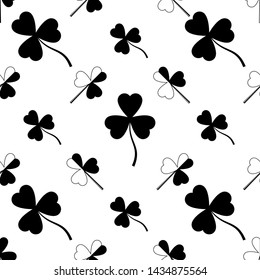 Shamrock Three Leaf Clover Seamless Pattern Vector Art Illustration