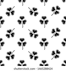 Shamrock Three Leaf Clover Seamless Pattern Vector Art Illustration