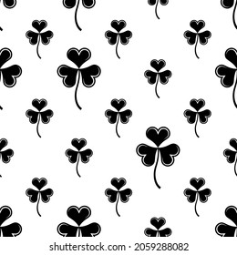 Shamrock Three Leaf Clover Seamless Pattern Vector Art Illustration