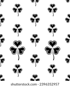 Shamrock Three Leaf Clover Seamless Pattern Vector Art Illustration