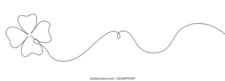 Shamrock three leaves clover line art. Continuous line drawing. Editable line on white background..