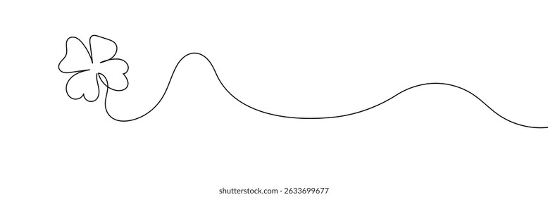Shamrock three leaves clover line art. Continuous line drawing. Editable line on white background..