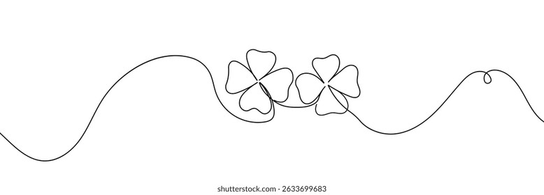 Shamrock three leaves clover line art. Continuous line drawing. Editable line on white background..
