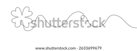 Shamrock three leaves clover line art. Continuous line drawing. Editable line on white background..