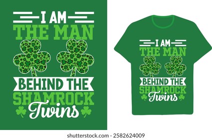 Shamrock Twins Dad St Patrick's Day TShirt Design