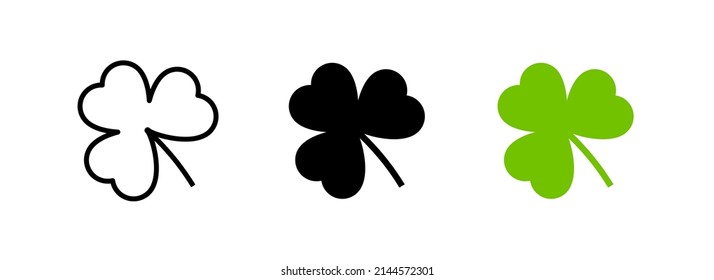 Shamrock vector clover icon, Irish shamrock leaf logo silhouette trefoil clipart art