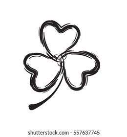 Shamrock Vector Icon for St. Patrick Day. Trefoil Illustration Isolated on White Background