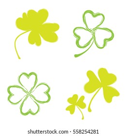 Shamrock Vector Icon for St. Patrick Day. Trefoil Illustration Isolated on White Background