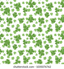 Shamrock vector texture. Clover seamless pattern or background