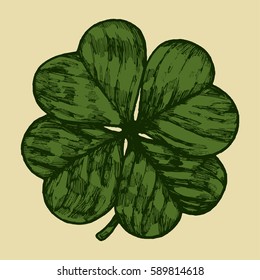 shamrock vintage irish symbol - green round four leaf clover sign