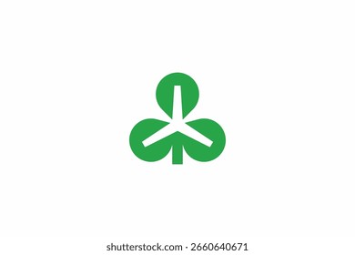 Shamrock Windmill Logo Naturaleza Abstractas Verde Concepto de Energía Renovable