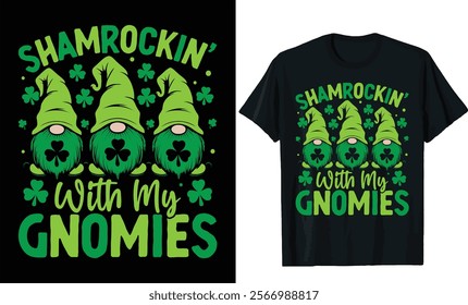 Shamrockin with my gnomies t shirt design.St patricks day t shirt design