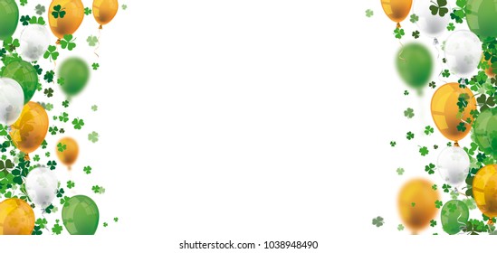 Shamrocks and balloons on the white background. Eps 10 vector file.