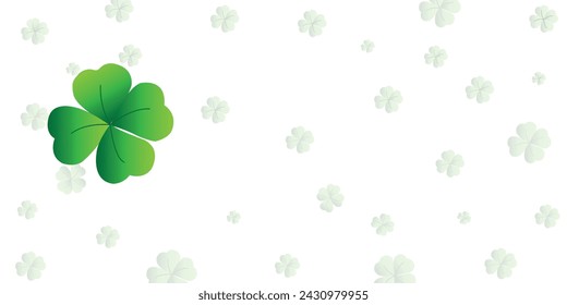 Shamrocks or clover leaves are isolated in the background with space to celebrate St. Patrick's Day. 