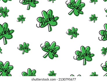 Shamrock's plant seamless wallpaper and giftwrapping on white background