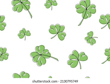 Shamrock's plant seamless wallpaper and giftwrapping on white background