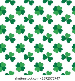 Shamrocks and Quatrefoil Clover leaves Seamless Pattern St Patrick Day Minimalistic Monochrome fond