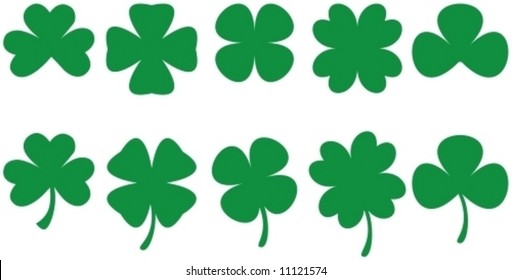 SHAMROCKS - Shamrock shapes for St. Patrick's Day designs. Vectorial drawing.