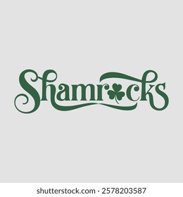 Shamrocks text of saint patrick day vector typography transparent background