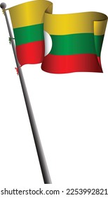 Shan flag with pole. Shan 3D flag