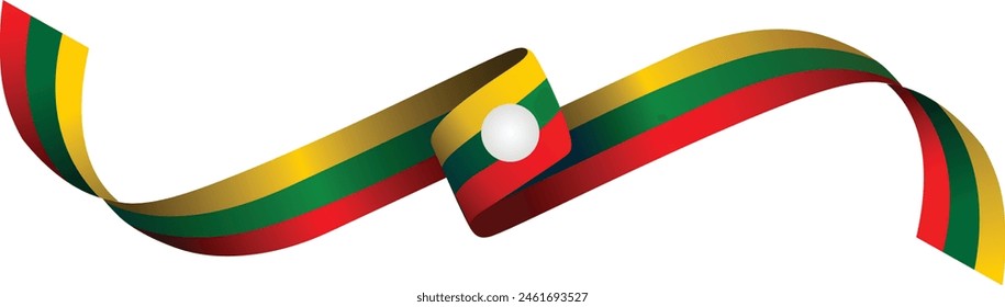 Shan Flag ribbon, shan state flag, yellow green red and white color 3d flag.